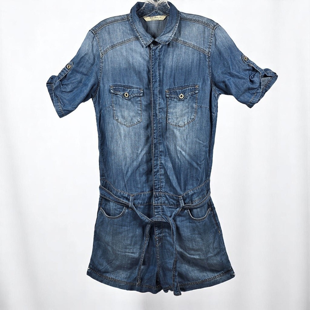 Mavi Jeans Co. Lyocell Romper Feather Super Soft Button Down Blue Woman Small